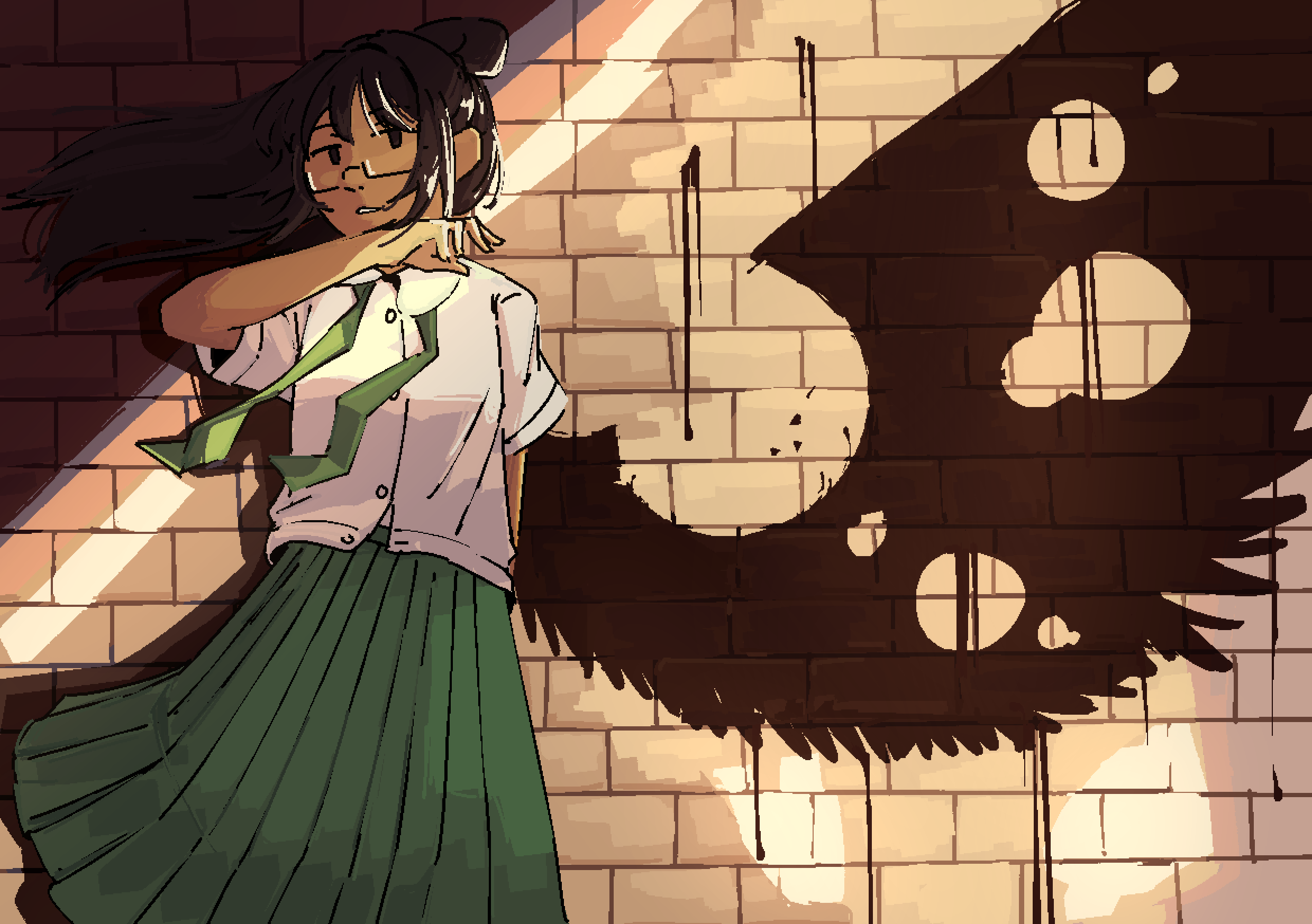 Angel with a Shotgun nightcore art, but with schoolgirl Pina.